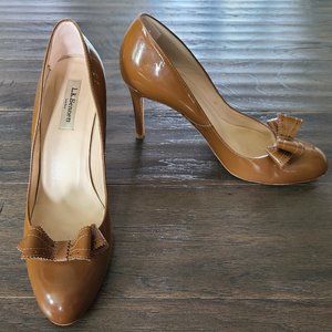 L.K. Bennett Brown Bow Pumps
